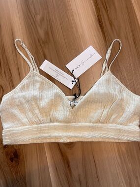 New VICI x Summer Of Diane Breezy Shores Smocked Bralette Top Large L Metallic